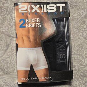 2(X)IST Men's Cotton Stretch Boxer Briefs 2 Pack  - Black - Medium